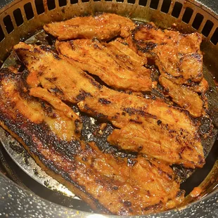 Spicy pork belly and bulgogi