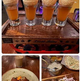 Pani Puri Afghani Seekh Kabob Shrimp Masala Curry Garlic Naan Shahi Gulab Jamun Chal Cutting