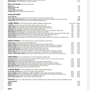 Dinner menu at khana peena solano