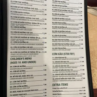 menu