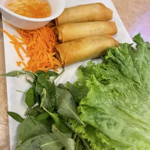 Eggrolls with the greens &amp; pickled carrots today!