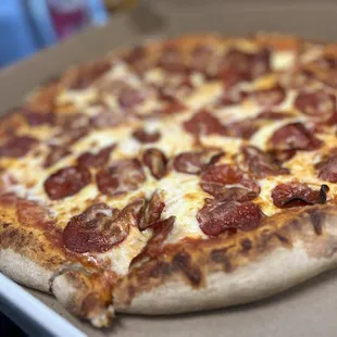 Amazing pizza with beef pepperoni