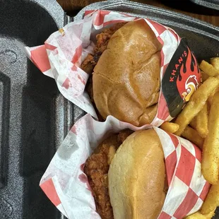 Chicken Khan's 2. Two Sliders with Fries
