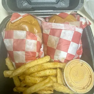 Khan's 2. Two Sliders with Fries