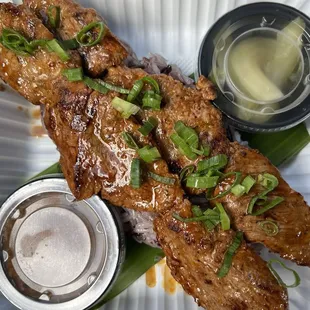 Beef Skewers with purple sticky rice