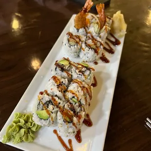 Eel and Avocado Roll Shrimp Tempura Roll