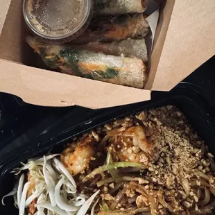 Shrimp Pad Thai and Laos Eggrolls