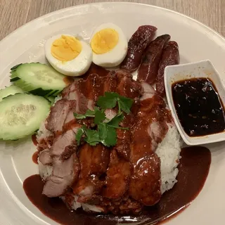 Khao Moo Dang (Red BBQ Pork over rice)