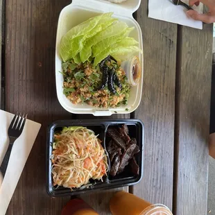 Nam Khao, Sien Hang Combo and Thai ice tea