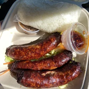 Lao sausage and sticky rice