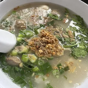 Khao piak (we asked for meatballs in there too)