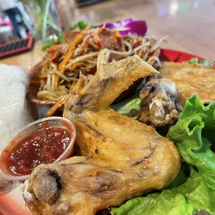 Look at those friend chicken wings!  Yum.