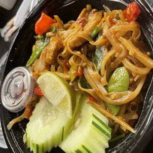 Drunken noodles with pork, extra spicy - SO GOOD!