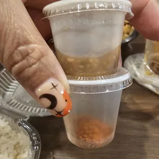 Extra dipping sauce and hot pepper powder