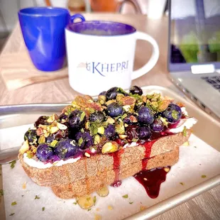 Blueberry Whipped Feta Toast