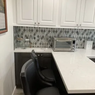 Kitchen counter and eating area