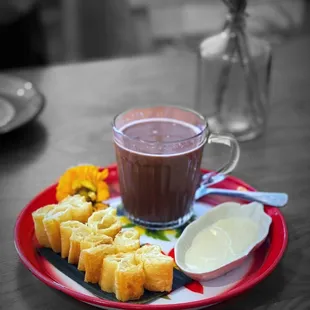 Fried Donut with Hot Chocolate  | @whaevaeats