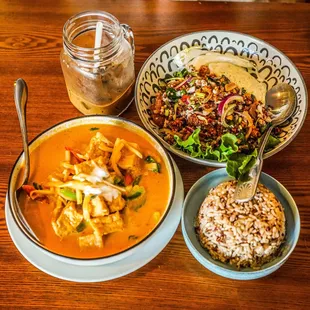 Red Curry. Thai Iced Coffee. I dunno, Meat Salad??