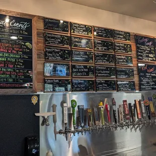 Rotating menu of 20 beers on tap and 16 wines by the glass