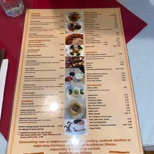 sushi and sashimi, menu