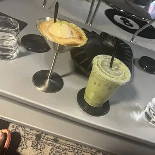 Seasonal affogato and iced matcha latte