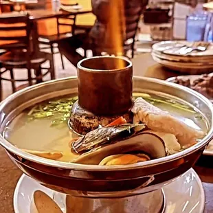 a bowl of soup on a table