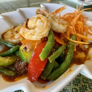 10.07.22 Spicy Green Beans with Prawns. $15 Doesn&apos;t come with rice.  Yummy!