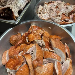 Homemade honey, roast duck.