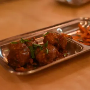 a tray of food on a table