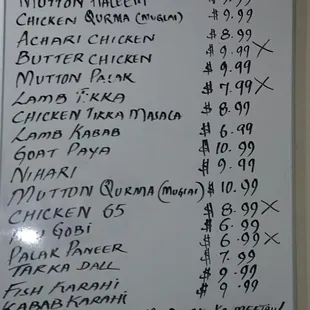 menu