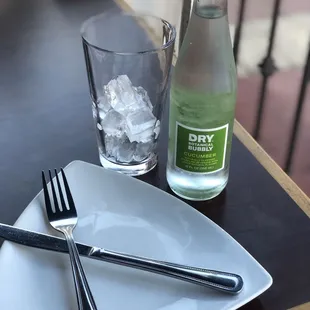 a fork and a glass of water