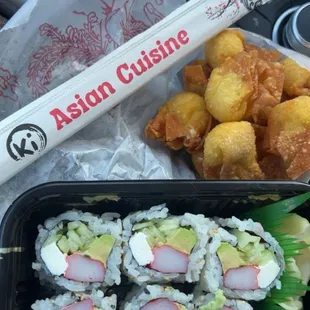 crab rangoon and california roll