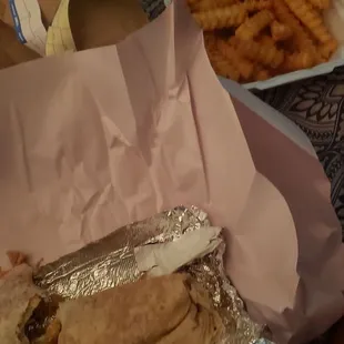 Chicken cheesesteak wrap &amp; fries