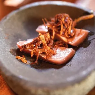 Tuna tataki, crispy onion, ponzu soy sauce