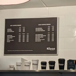 Coffee menu