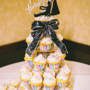 a tower of cupcakes