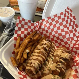 ows a hot dog and french fries