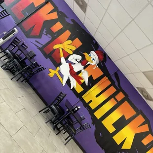 ows a cartoon character on the wall