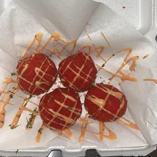 Flaming hot cheeto boudin balls