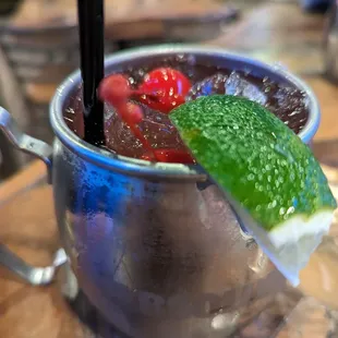 a close up of a drink