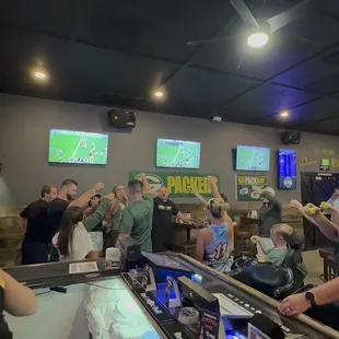 Lambeau Leap shot!! Go Pack Go!