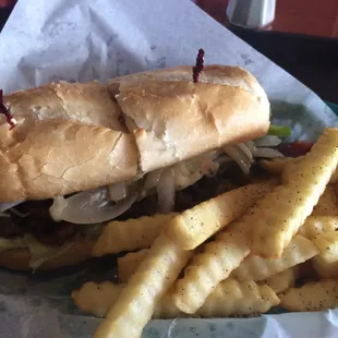 Balgogi Sandwich with Fries.