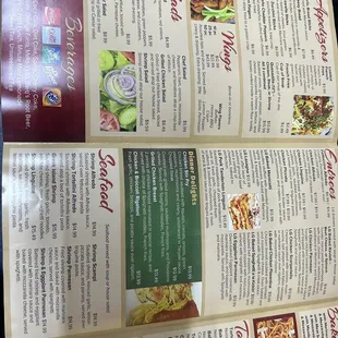  a menu for a restaurant
