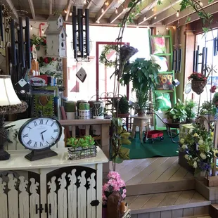 the inside of a flower shop