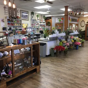 the inside of a flower shop