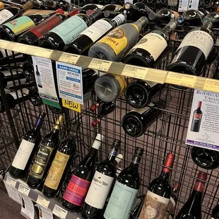 a rack of wine bottles