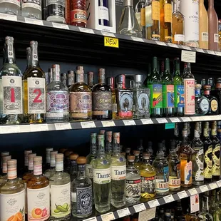 shelves of liquor