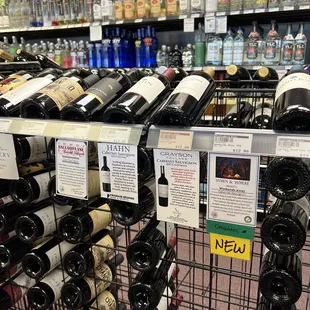 a rack of wine bottles