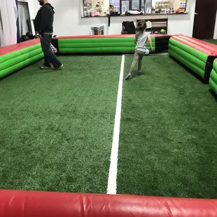 Soccer billiards. Kindergarteners do not know how to properly play this. Oh well.