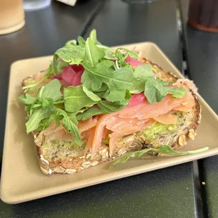 Smoked salmon avocado toast